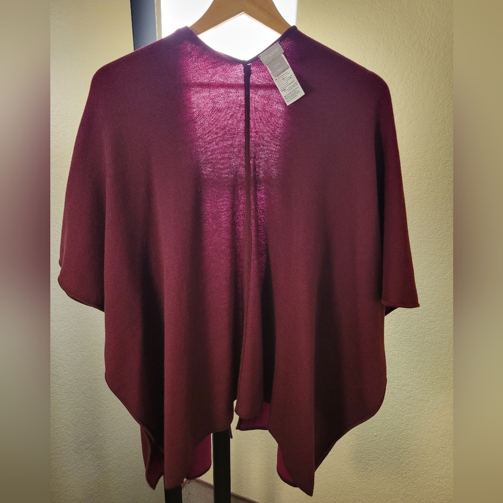 Magenta Button Side Open Front Drape Poncho - image 6